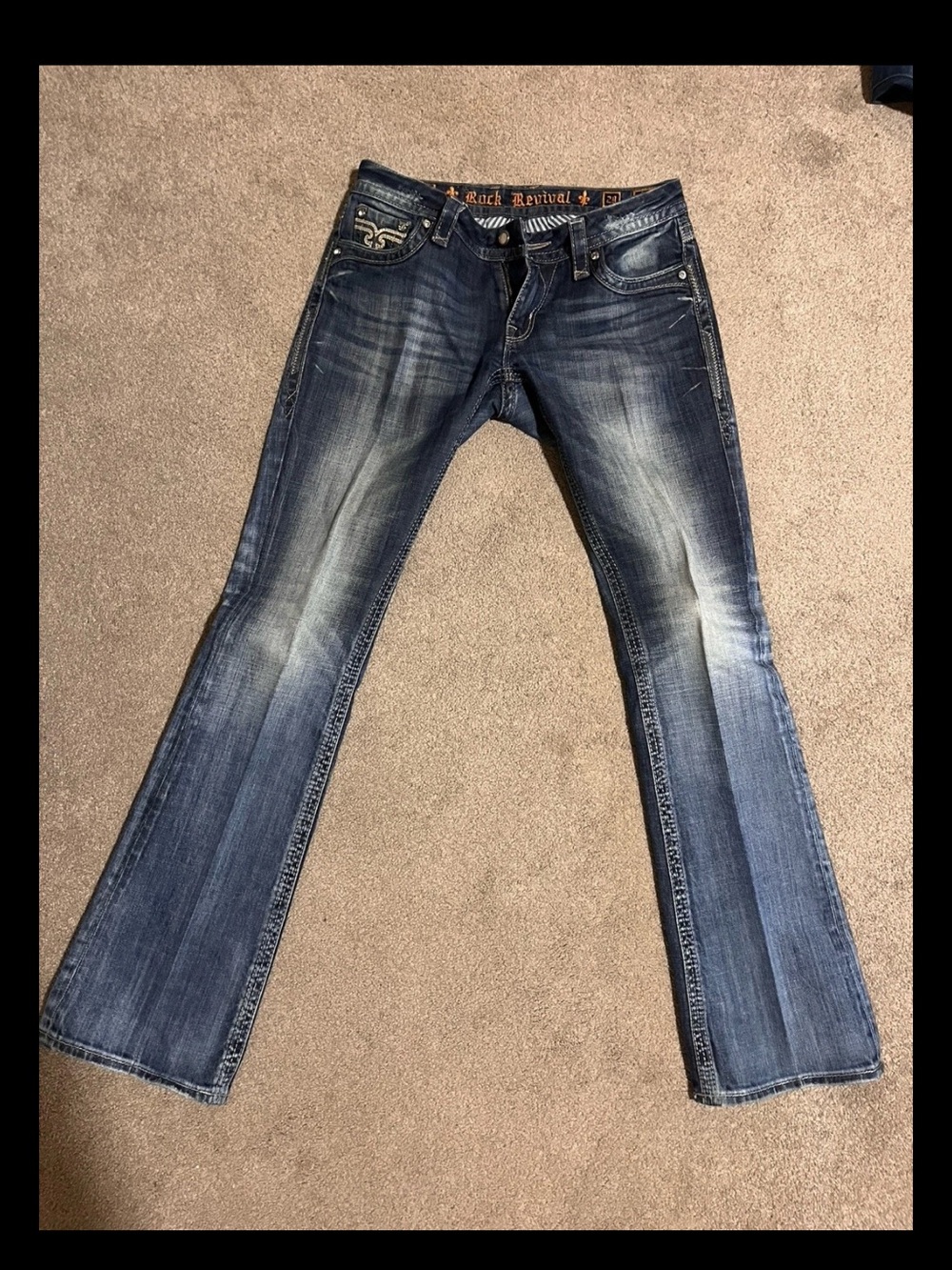 Rock Revival Ashley Women's Dark Indigo Bootcut Jeans Fleur de Lis